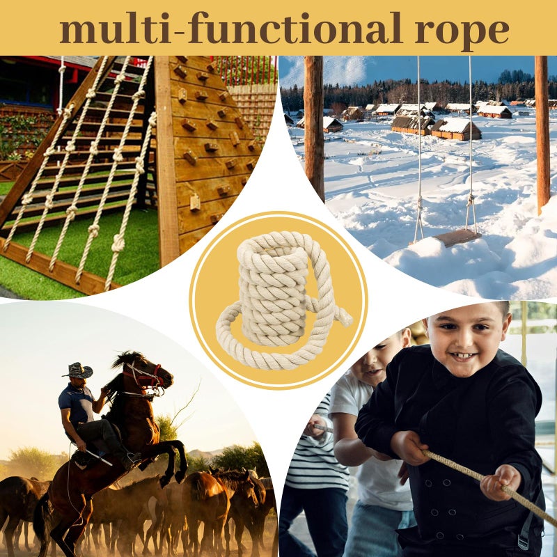 Faxco 2 Pack 10ft Natural Twisted Cotton Rope Strong Triple-Strand Rope for Sports  Crafts  Indoor Outdoor Use Tug of War Rope - Image 5